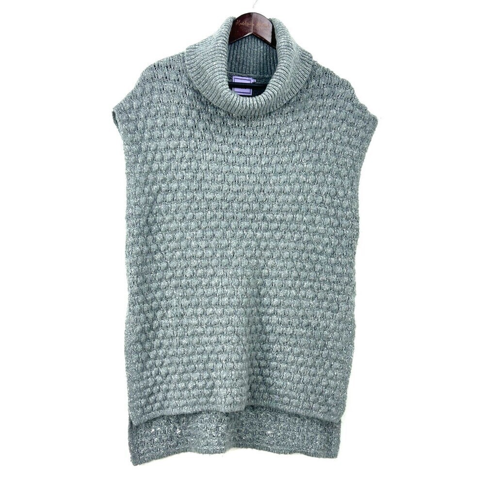 Michelle Nicole Women Gray Chunky Knit Sleeveless Sweater Vest High Low M 1172N4 - Picture 2 of 12